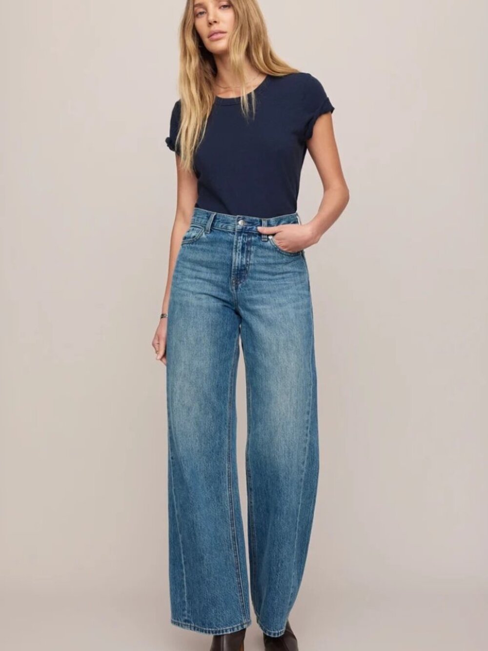 NEW Z Supply The Head Turner High-Rise Wide Denim in Hush